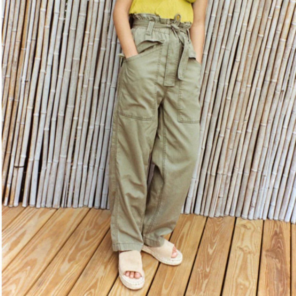 BDG Olive Green Paperbag Tie-Front Pants